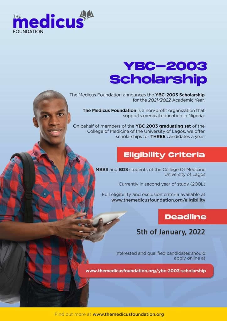 Poster detailing information on the YBC 2003 Scholarship 