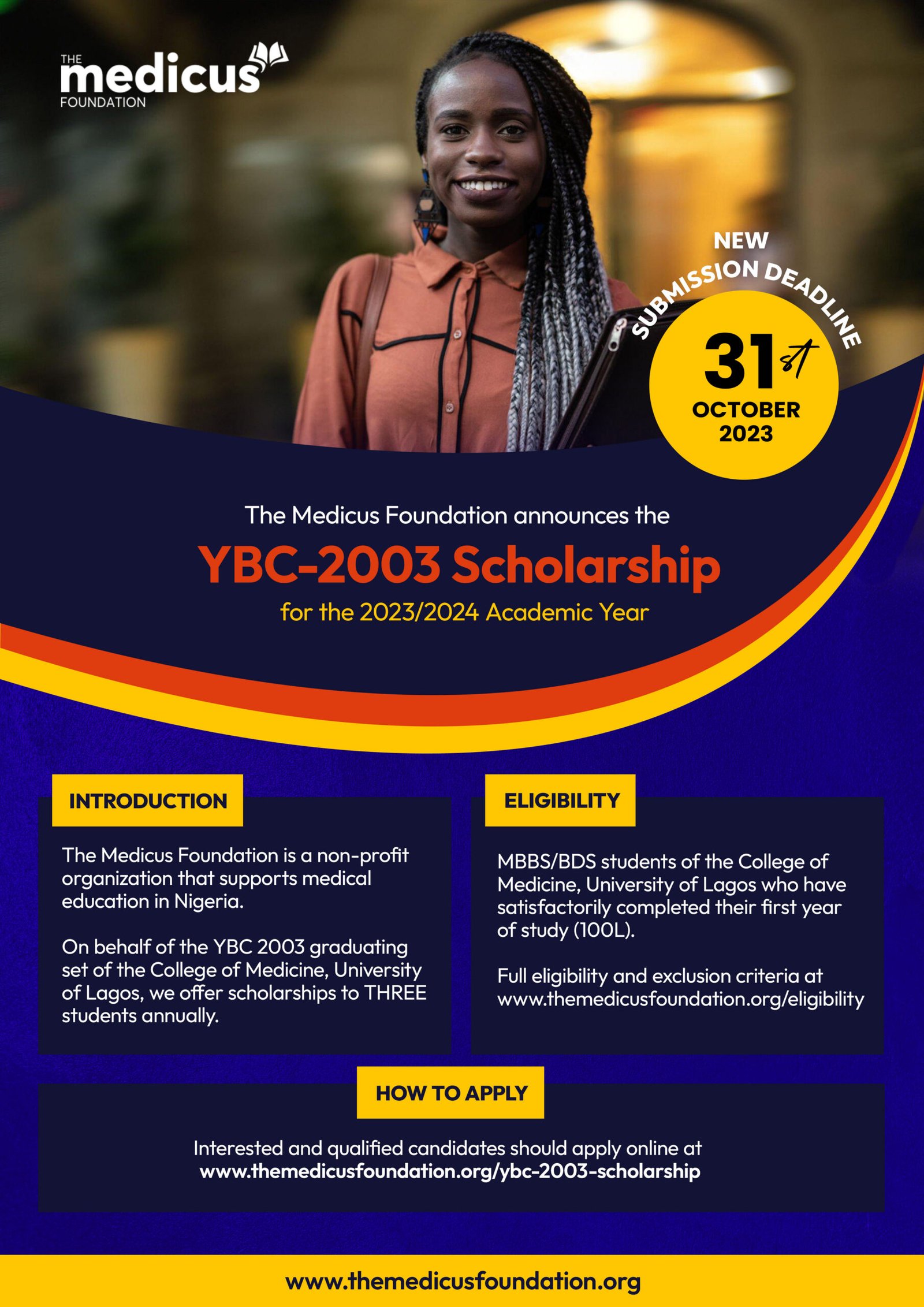 Poster detailing information on the YBC 2003 Scholarship 