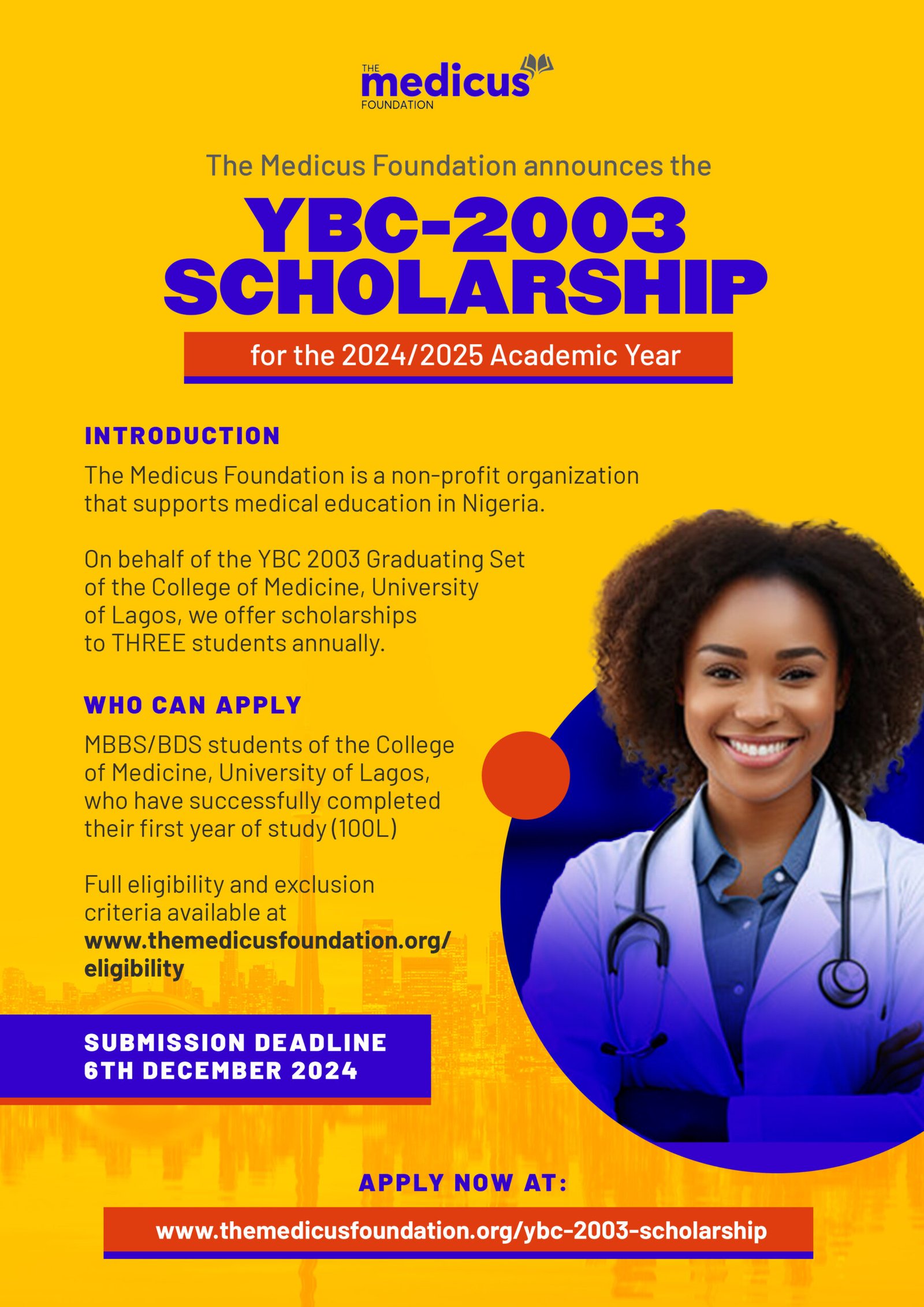 Poster detailing information on the YBC 2003 Scholarship 